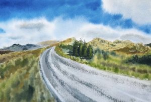 Beyond -Watercolor Painting 9X12 by QI HAN art