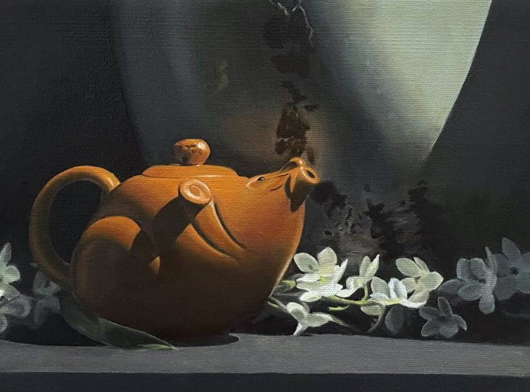 Mole pot oil painting by Qi Han 9x12 by Qi Han art