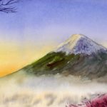 Mount Fuji-watercolor by Qi Han art