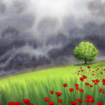 Sky opening watercolor by Qi Han