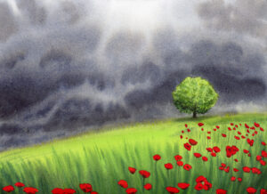 Sky opening watercolor by Qi Han