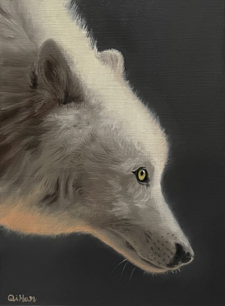 Wolf oil painting by Qi Han