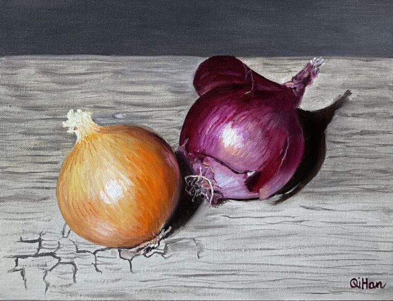 Dancing in hues onion oil painting by Qi