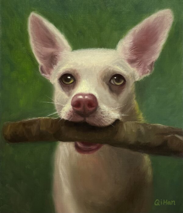 Dog oil painting by Qi Han