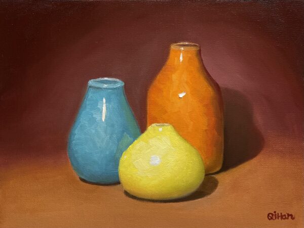 colorful vases oil painting by Qi Han