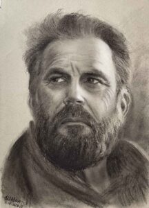 kevin costner charcoal drawing by qi han