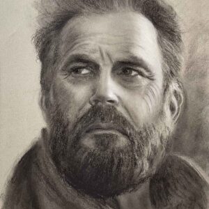 kevin costner charcoal drawing by qi han