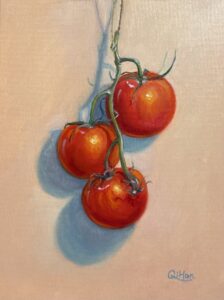 qi han oil painting suspended tomatoes 9x12