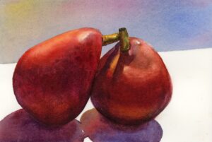 qi han watercolor red pears
