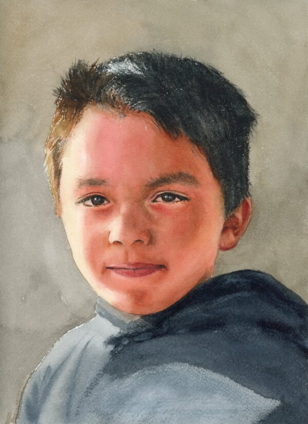 qi han watercolor boy portrait