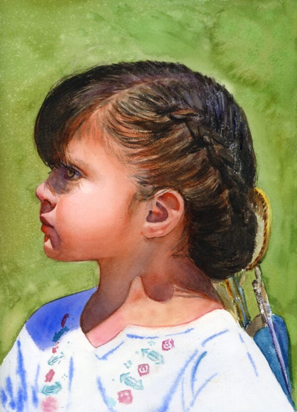 qi han watercolor girl portrait