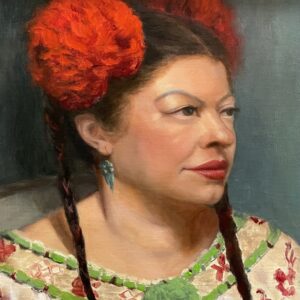 qi han oil portrait of Aja in progress