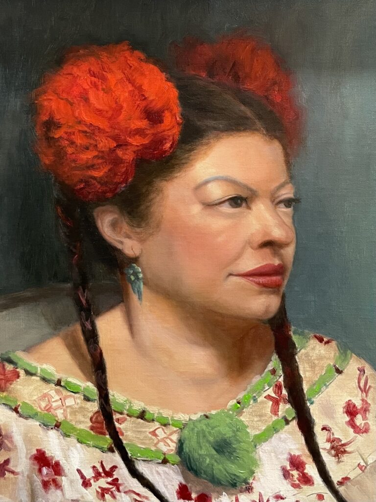 qi han oil portrait of Aja in progress