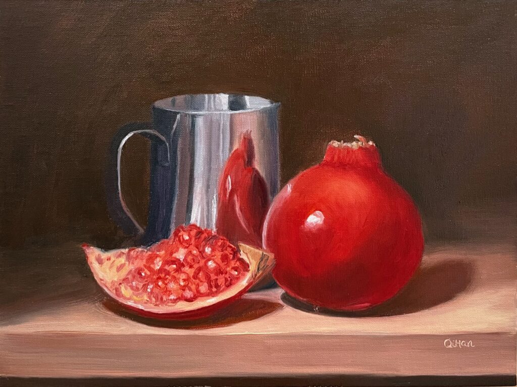 Qi Han oil painting pomegranate Impossible Accompany