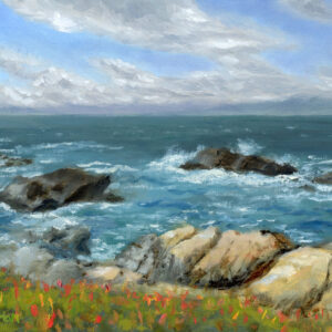 Qi Han seascape oil painting A moment at the edge scanned copy