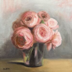 qi han rose in vase oil painting