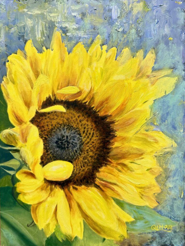 qi han sunflower oil painitng sized 9x12